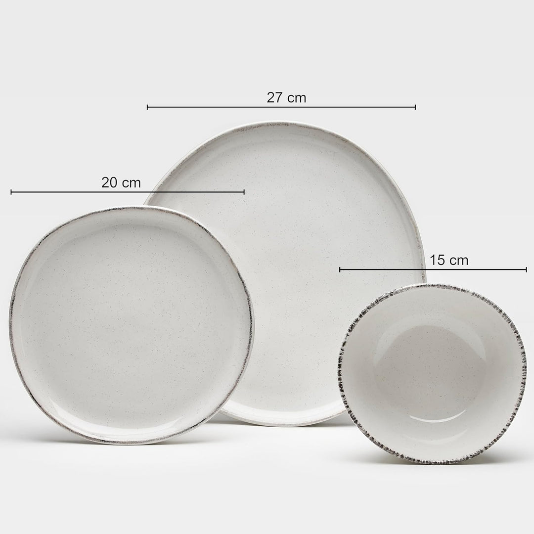Van Well | URBAN Kombiservice 16teilig creme für 4 Personen im modernen Design aus Keramik Steinzeug