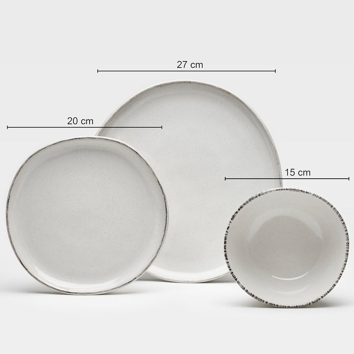 Van Well | URBAN Kombiservice 16teilig creme für 4 Personen im modernen Design aus Keramik Steinzeug