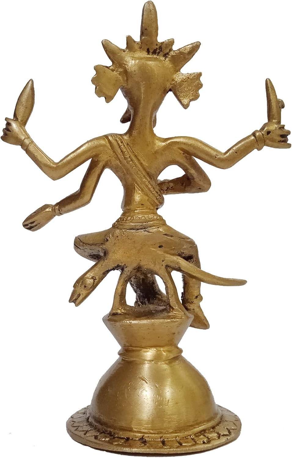 Purpledip 12412 Statue aus Messing mit Idol Ganesha Ganapathi im antiken Tribal-Design