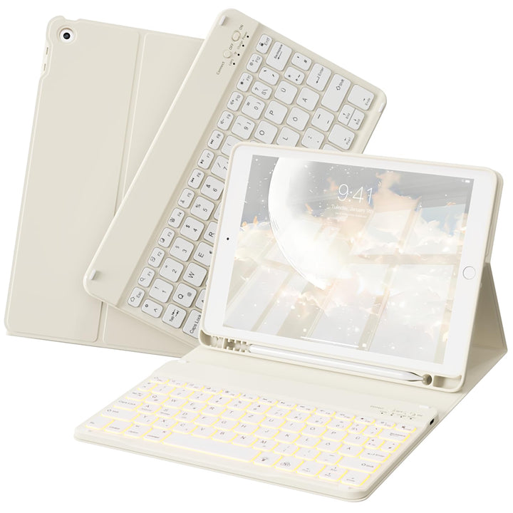 Tastatur Hülle für iPad 9. / 8. / 7. Generation 10,2 Zoll, 360° Schutz TPU Hülle mit Abnehmbarer Bel