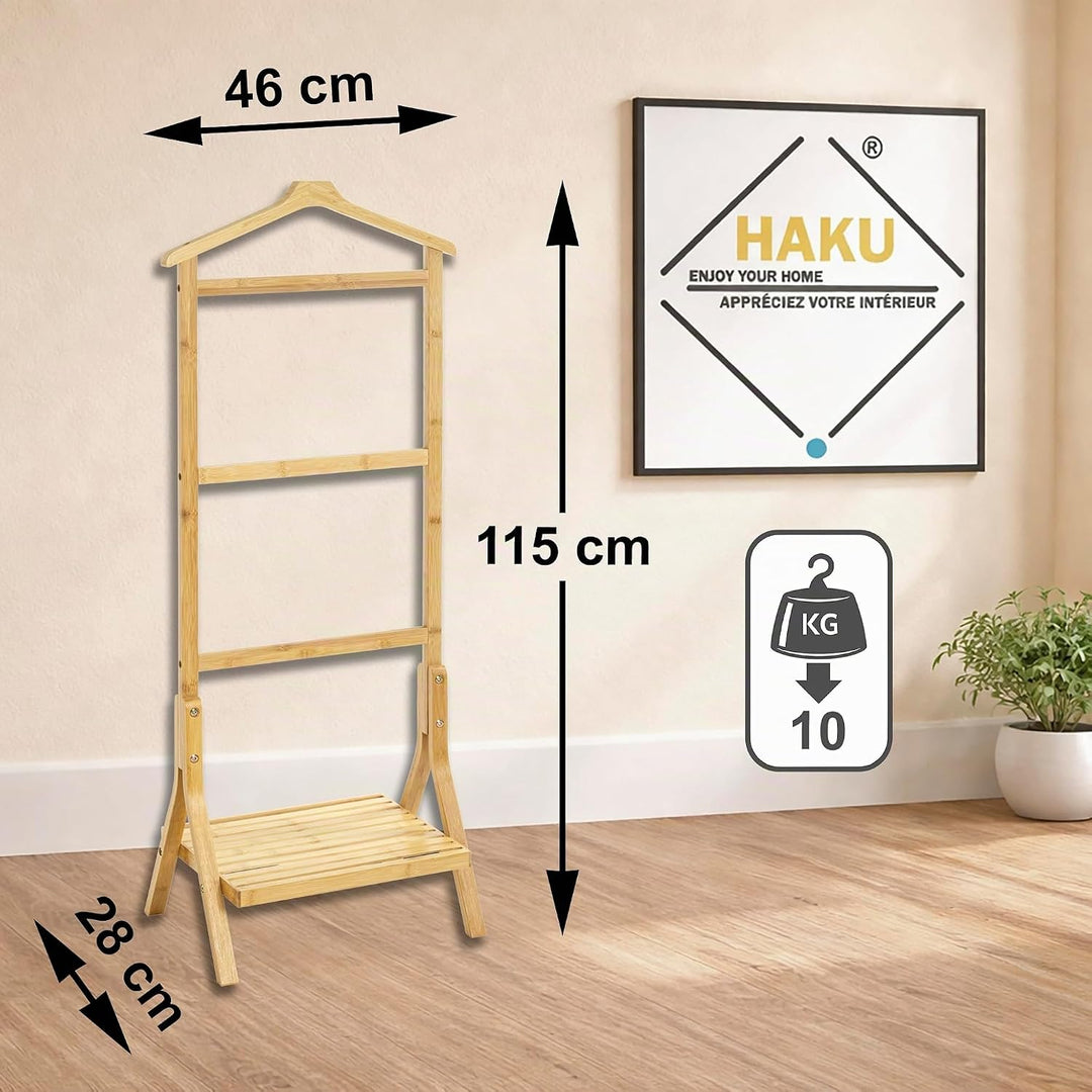 HAKU Möbel Herrendiener Natur, Bambus - Masse: B 46 cm x H 115 cm x T 28 cm, Style: Bohemian