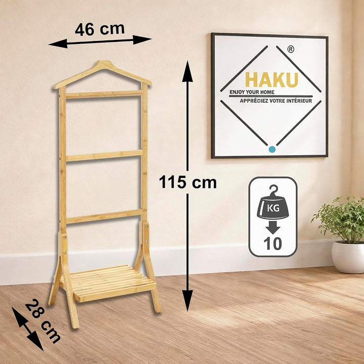 HAKU Möbel Herrendiener Natur, Bambus - Masse: B 46 cm x H 115 cm x T 28 cm, Style: Bohemian