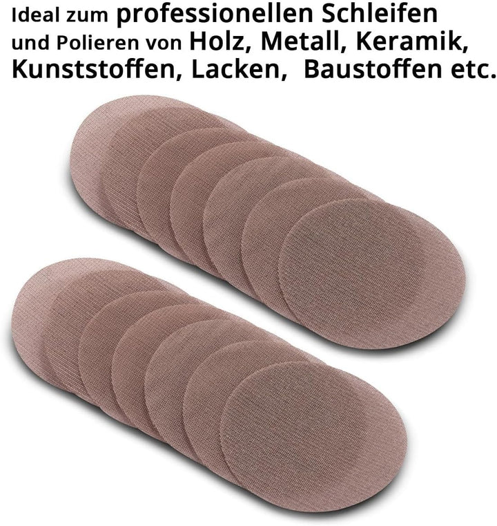 STAHLWERK Druckluft Exzenterschleifer DES-125 ST mit 14er Set Gitternetz-Klett-Schleifscheiben P60-P