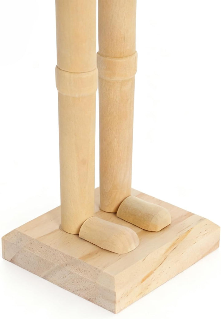 PE Nussknacker Holzfigur Unbemalt 38 cm - Grosses DIY Bastelset zum Bemalen, Holzrohling Soldat Figu