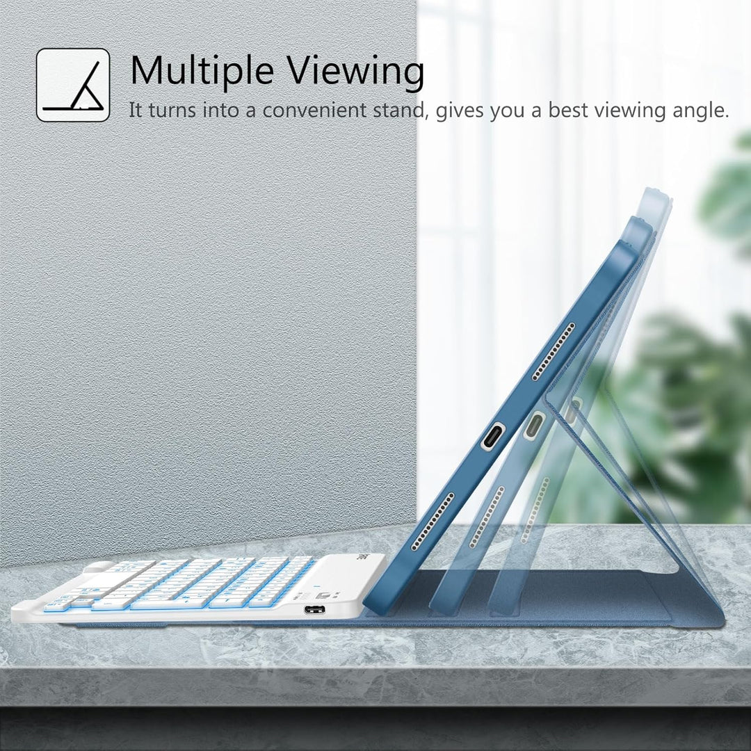 Fintie Tastatur Hülle für iPad 10. Generation 2022 (10.9 Zoll), Keyboard Case mit 7-farbig Beleuchte