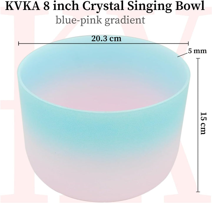 KVKA 20cm Klangschalen, 432Hz 8 inch G note Half-pink Design Chakra Klangschale für Yoga Meditation