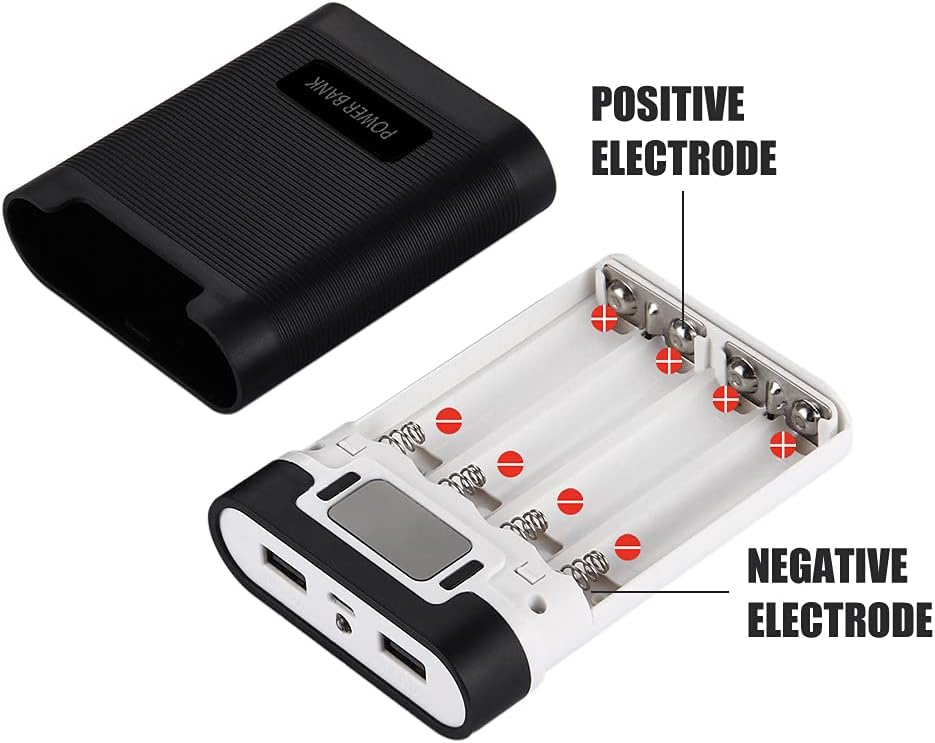 Powerbank Ladegerät Set mit 8000mAh（2000mAh*4）,2USB, 5V2A Portable DIY PowerBank,2-in-1 tragbares La