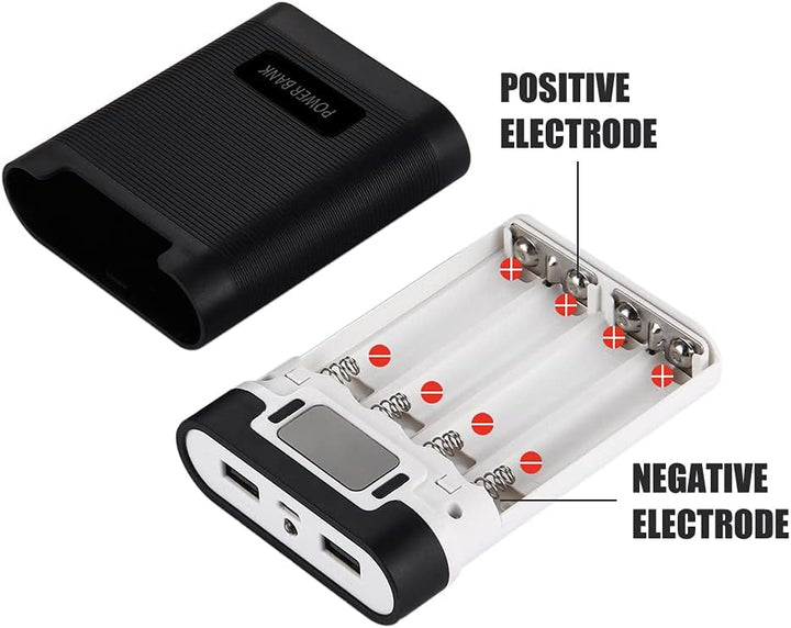 Powerbank Ladegerät Set mit 8000mAh（2000mAh*4）,2USB, 5V2A Portable DIY PowerBank,2-in-1 tragbares La
