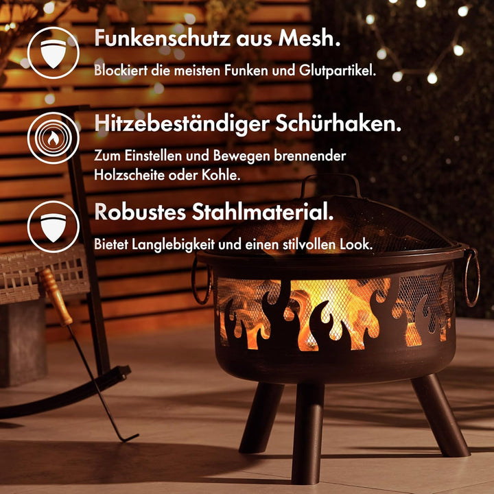 Vonhaus Feuerstelle für Garten, Terrasse und Outdoor – tragbar und leicht, Bronziertem Stahl, Feuerh