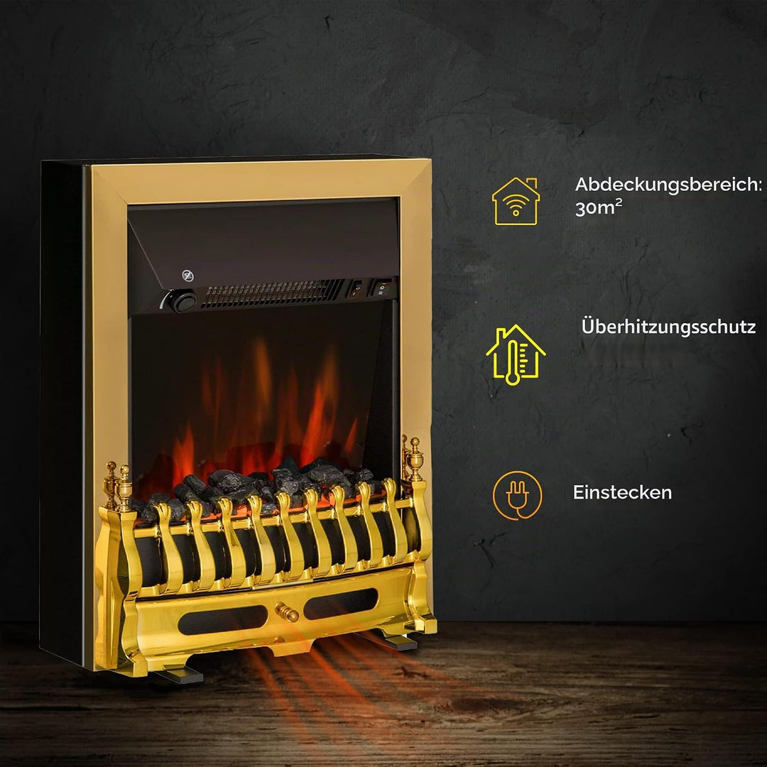 HOMCOM Elektrokamin Kamin Kaminofen Elektrischer Wandkamin Flammeneffekt 1000/2000W 48,2 x 18,5 x 59