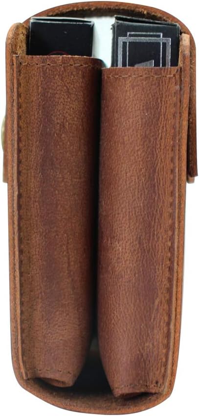boshiho Spielkartenetui, Echtes Leder Doppelkartendeckhalter Box（Brown）