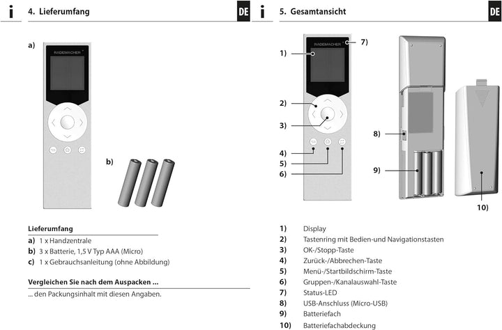 Rademacher 9493-1 DuoFern Handzentrale - Zentrale Steuerung und Fernbedienung für DuoFern Geräte (Sm