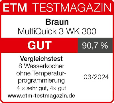 Braun Multiquik 3 WK 300 | Wasserkocher mit Automatischer Abschaltung | Schnellkochsystem | 1,7 Lite