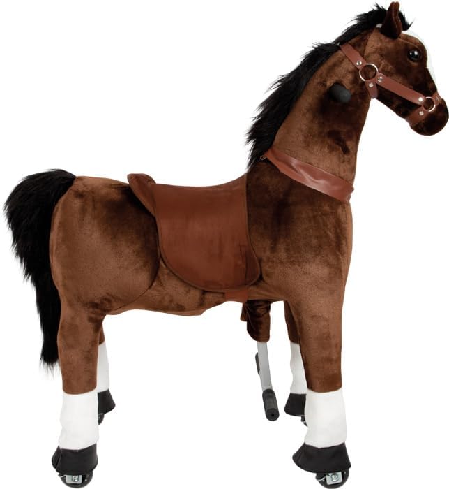 small foot Reitpferd auf Rollen aus Plüsch, Spielpferd zum Reiten, belastbar bis 50 kg, für Kinder a