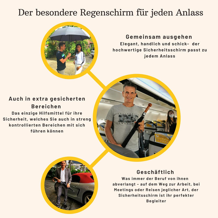 Sicherheitsschirmit Videokurs | Verteidigungs Abwehr Schirm | Selbstverteidigung | 3 Grössen Rundhak