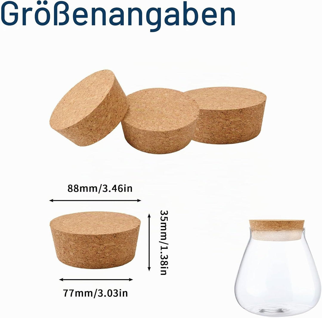 INCREWAY Konische Korkstopfen, 3 Stück, konischer Weinflaschenverschluss aus Holz, Ersatzkorken für