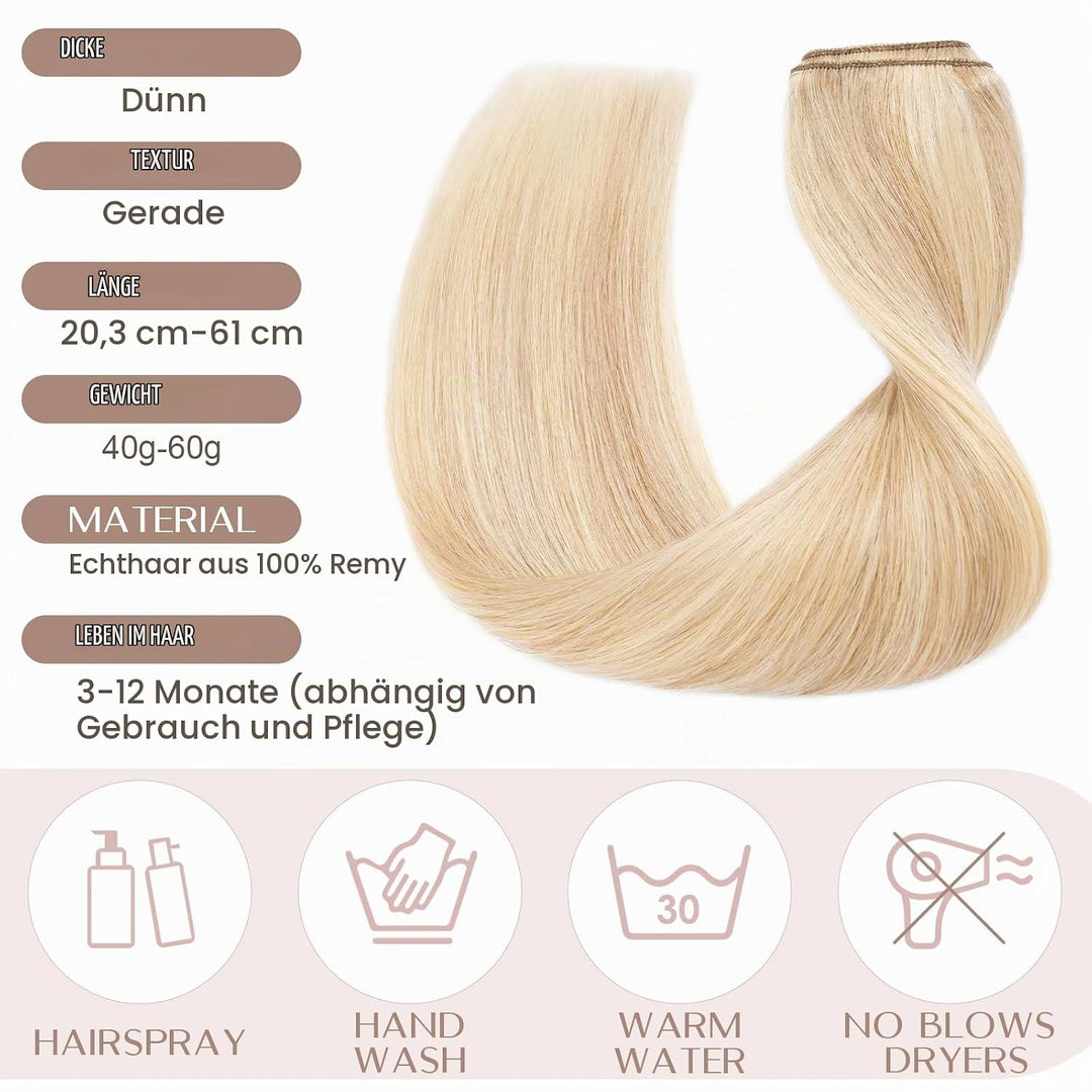 SEGO Clip in Extensions Echthaar ein Stück Haarverlängerungen Haarteil 100% Remy Human Haar Glatt Ho