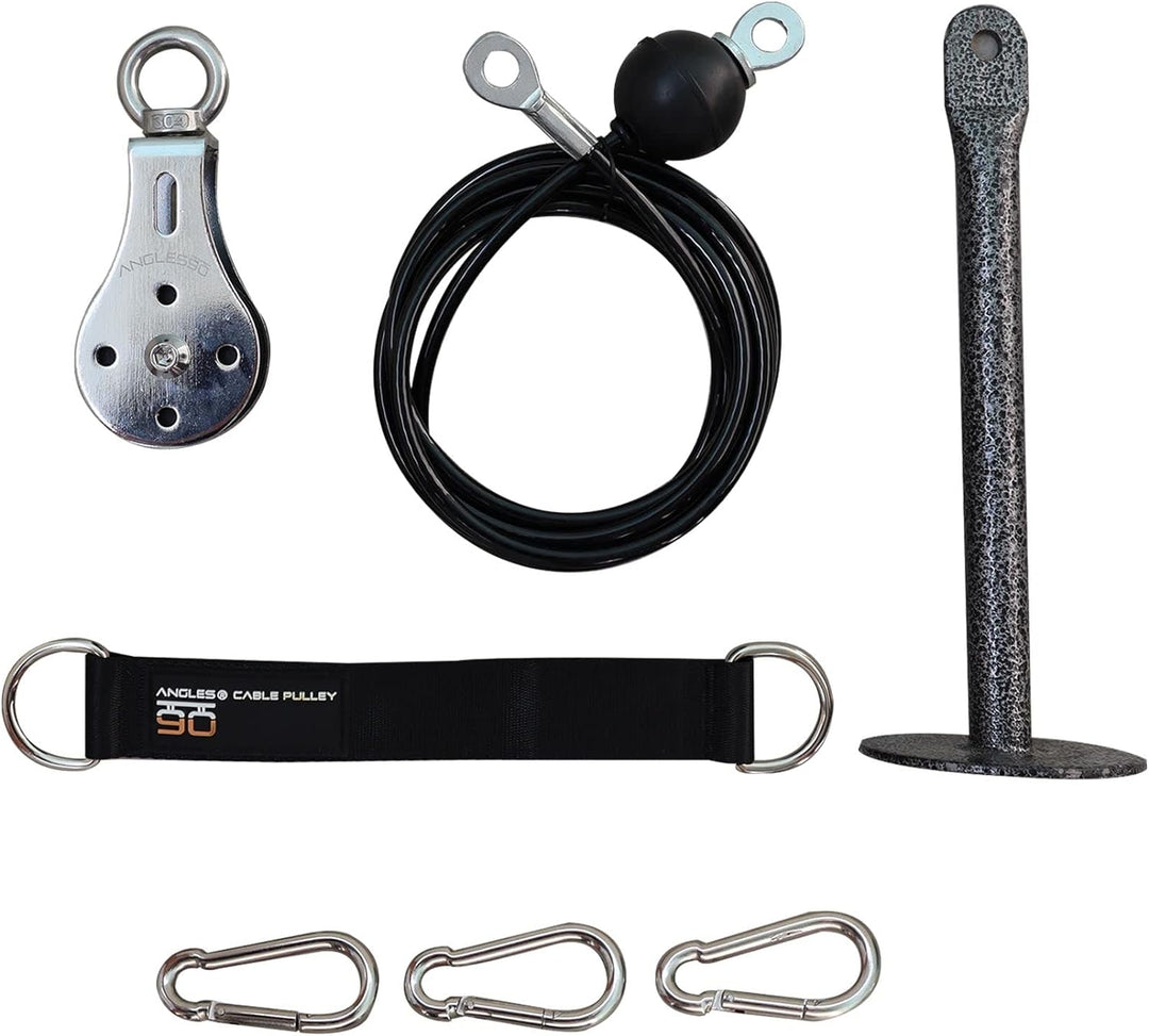A90 Cable Pulley Set - Professionelles Kabelzug Trainingsgerät mit 2 Seilzug Kabel und multifunktion