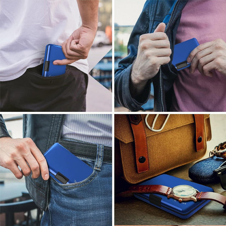 TopMost Aluminium Kreditkartenetui mit RFID-Schutz für Damen & Herren - Geldbörse für 12 Karten und