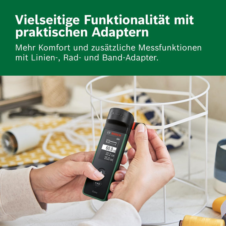 Bosch Zamo Laser‑Entfernungsmesser Set, 40 m Reichweite, USB‑C, speichert 10 Werte, inkl. Linien‑/Ra
