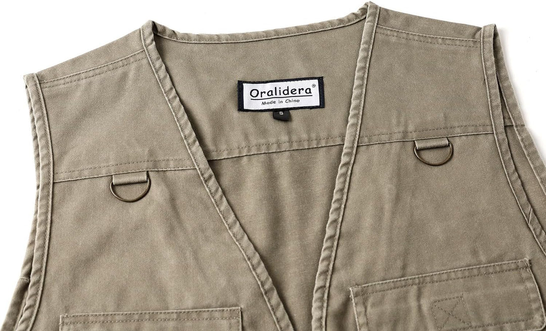Oralidera Herren Outdoor Weste Freizeit Jacke Leicht Safari Weste mit Reissverschluss Jagd und Angle