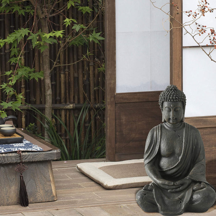 Boltze Buddha Figur sitzend (Höhe 40 cm, Statue aus Kunstharz, Feng-Shui Deko, Dekoration / Geschenk