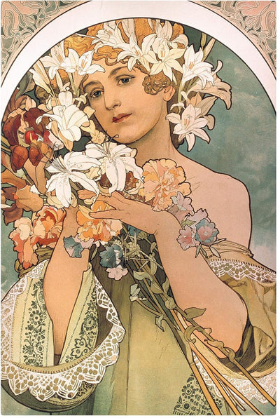 Leinwandbild - Alfons Mucha - Blume Bild auf Leinwand Hochformat 60 x 40 cm 60L x 40B cm, 60L x 40B