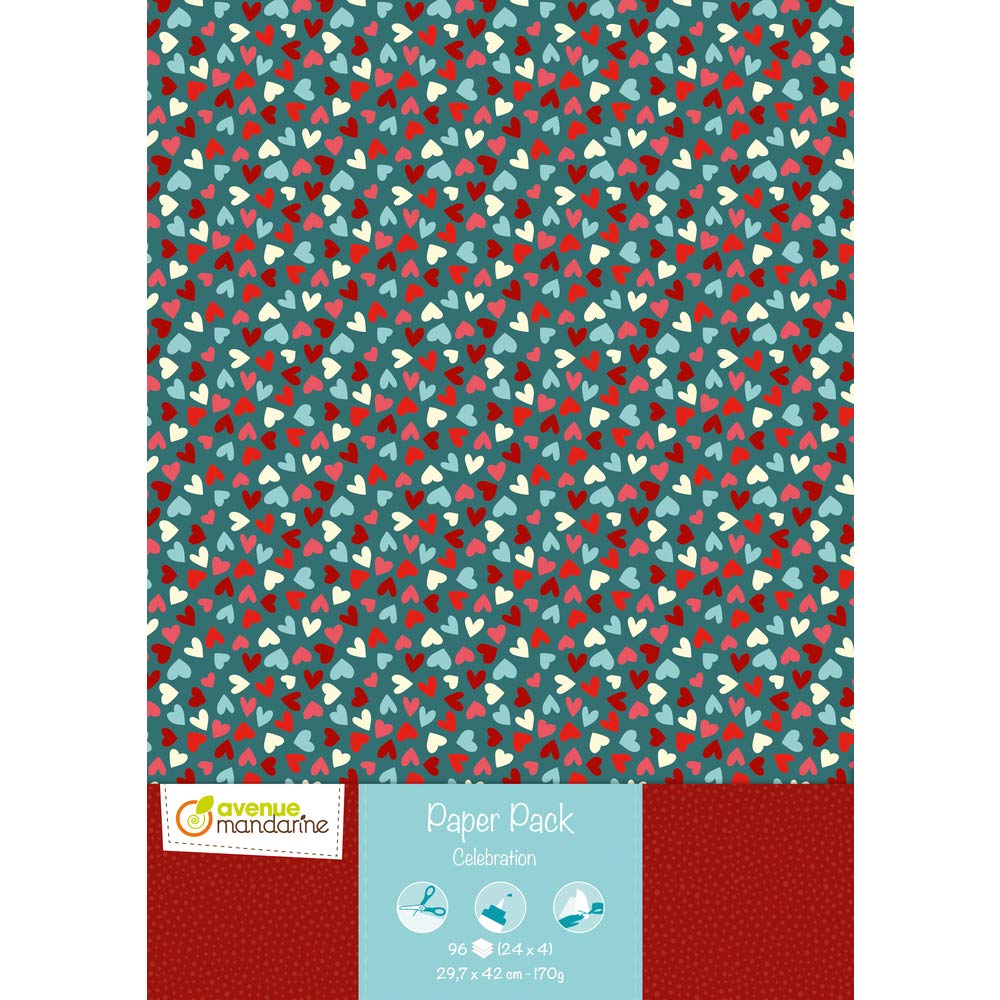 Avenue Mandarine CC037C Paper Pack, 96 Bogen aus Papier 170g (24 Designs x4), DIN A3, 29,7 x 42 cm,