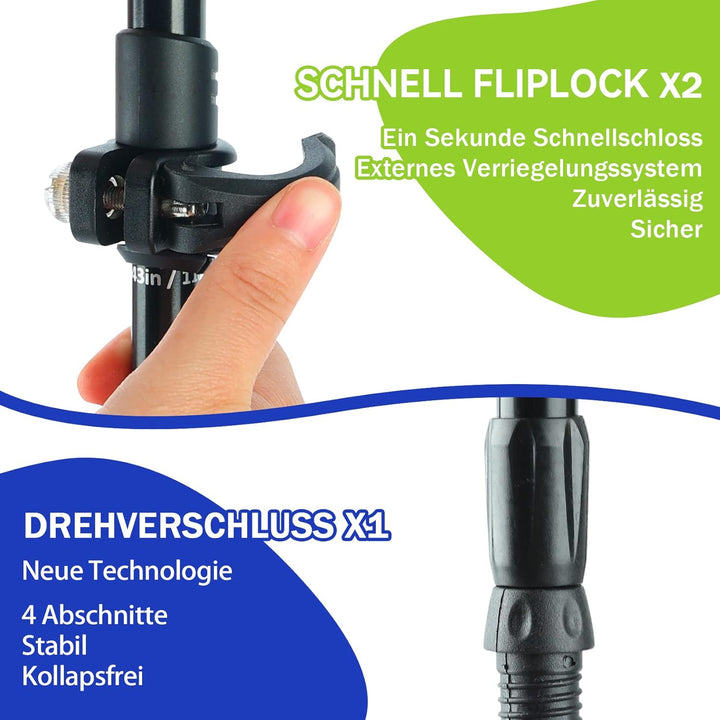 Nordic Walking Stick für Damen und Herren, Teleskop 2 Stück Wanderstöcke für Trekking, Aluminium Wan