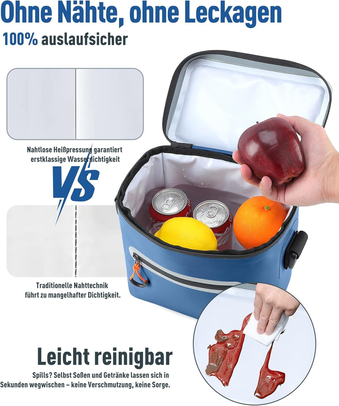 Kühltasche 7/14/24L - Isoliert & Wasserdicht | Tragbare Mini-Kühltasche mit Thermo-Iso-Schicht | Lei