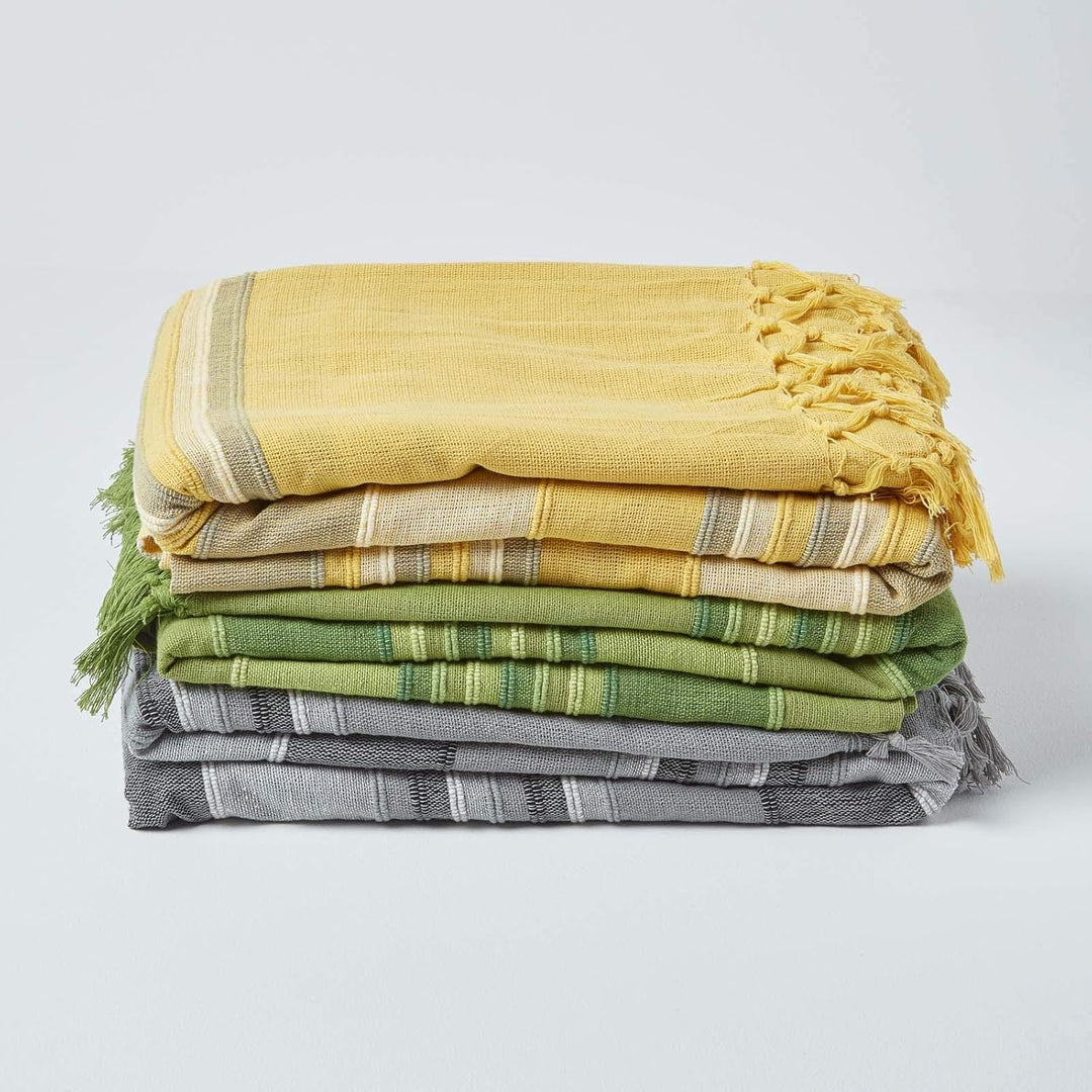 Homescapes extra grosse Tagesdecke Morocco, gelb, Sofa-Überwurf aus 100% Baumwolle, weiche Wohndecke