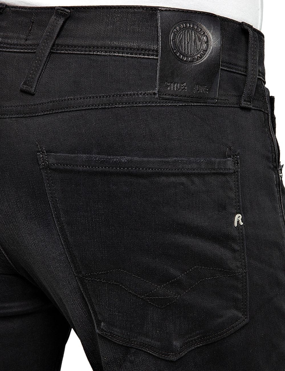 Replay Herren Jeans Anbass Slim-Fit Hyperflex Cloud mit Stretch 33W / 34L Black 098, 33W / 34L Black