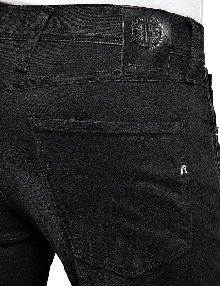 Replay Herren Jeans Anbass Slim-Fit Hyperflex Cloud mit Stretch 33W / 34L Black 098, 33W / 34L Black