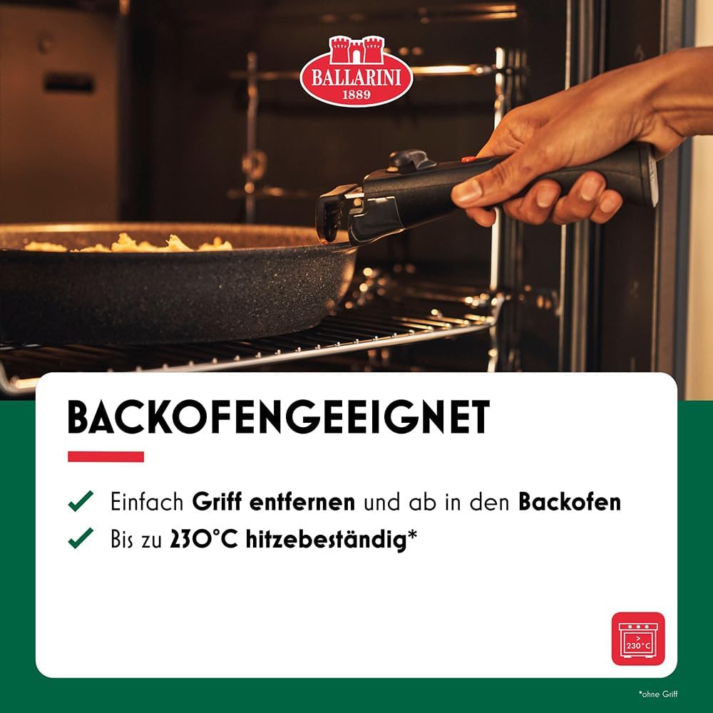 BALLARINI Torre Bratpfannen-Set und Stieltopf, 7 tlg, Keramikbeschichtung, Induktionsgeeignet, Abneh