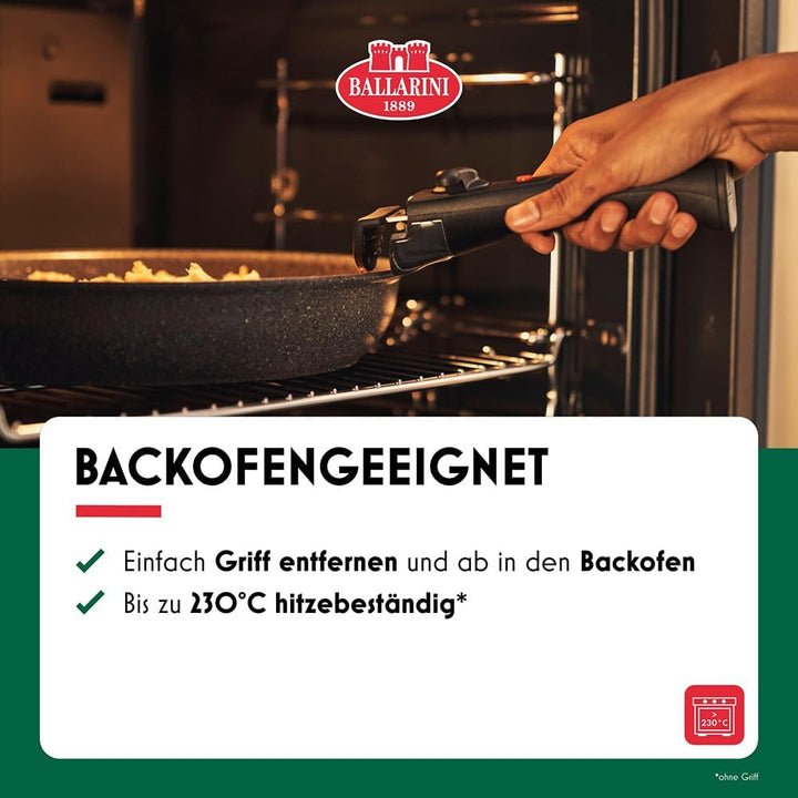 BALLARINI Torre Bratpfannen-Set und Stieltopf, 7 tlg, Keramikbeschichtung, Induktionsgeeignet, Abneh