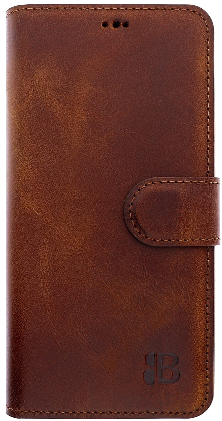 Burkley Handyhülle mit Ständer und Kartenfach für iPhone 14 Pro Leder Handytasche mit Magnetverschlu