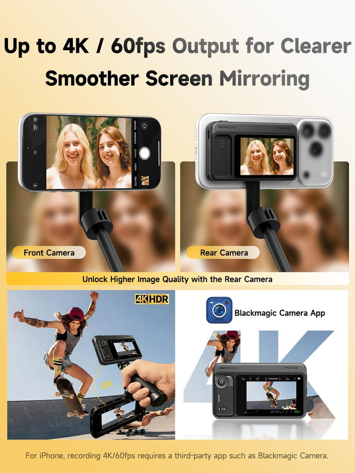 7RYMS Qshot V2 Pro Selfie Monitor, Magnetischer Smartphone Rückkamera Bildschirm für iPhone & Androi