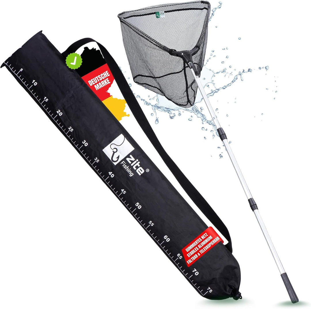 Zite Fishing Kescher Gummiert zum Angeln - Teleskop Angelkescher Diverse Längen auch für Kinder 210.