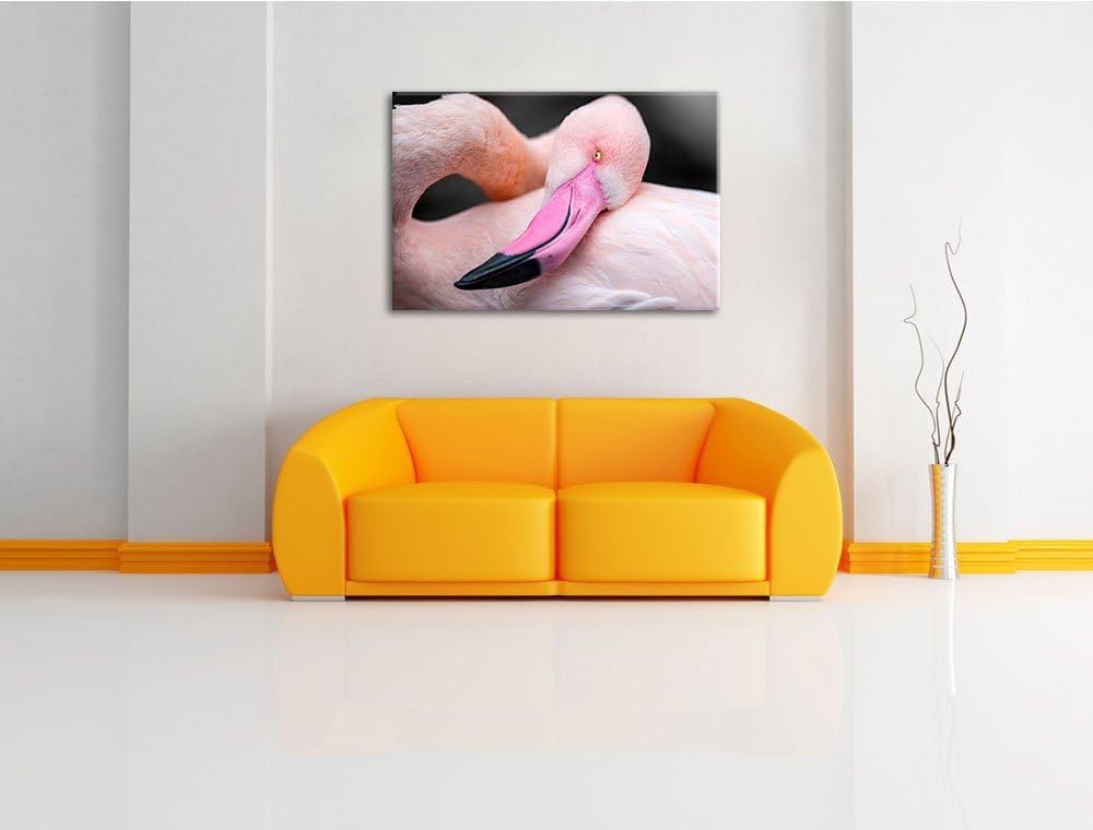eleganter Flamingo schwarz/weiss Format: 100x70auf Leinwand, XXL riesige Bilder fertig gerahmt mit K