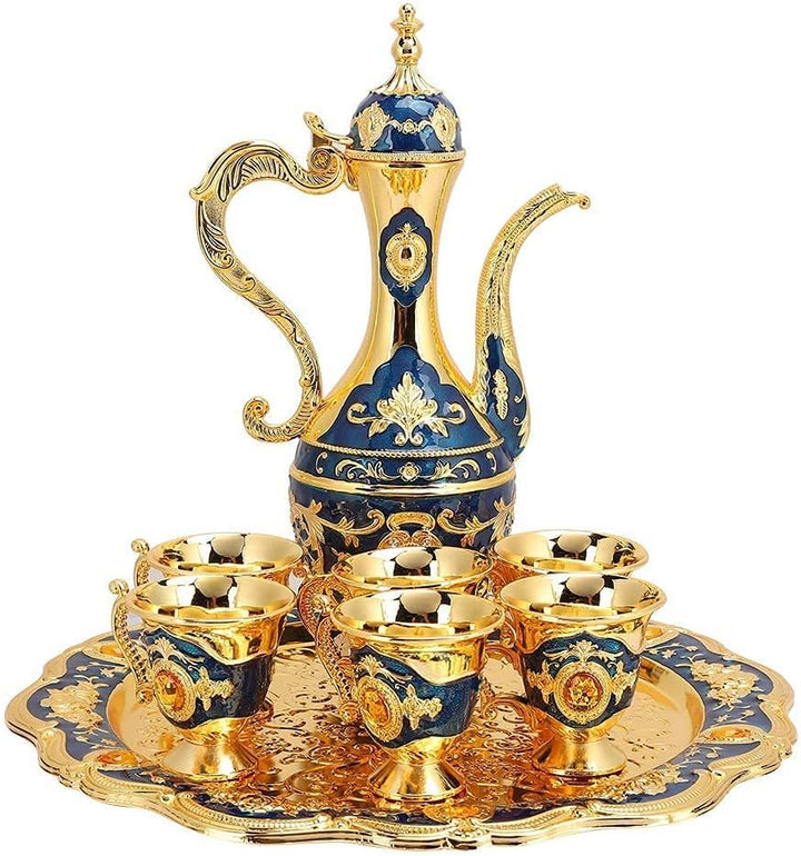 Flachmann Set Russischen Stil, 6 Tassen 1 Topf 1 Teller Metall Wein Trinkbecher Flachmann Set Metall