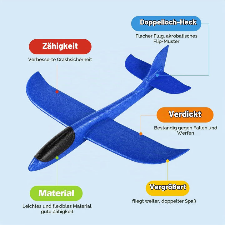 Hoiloie XXL 4 Stücke 44cm Styroporflieger Kinder,Flieger Styropor Flugzeug Styropor Kinder,Wurfgleit