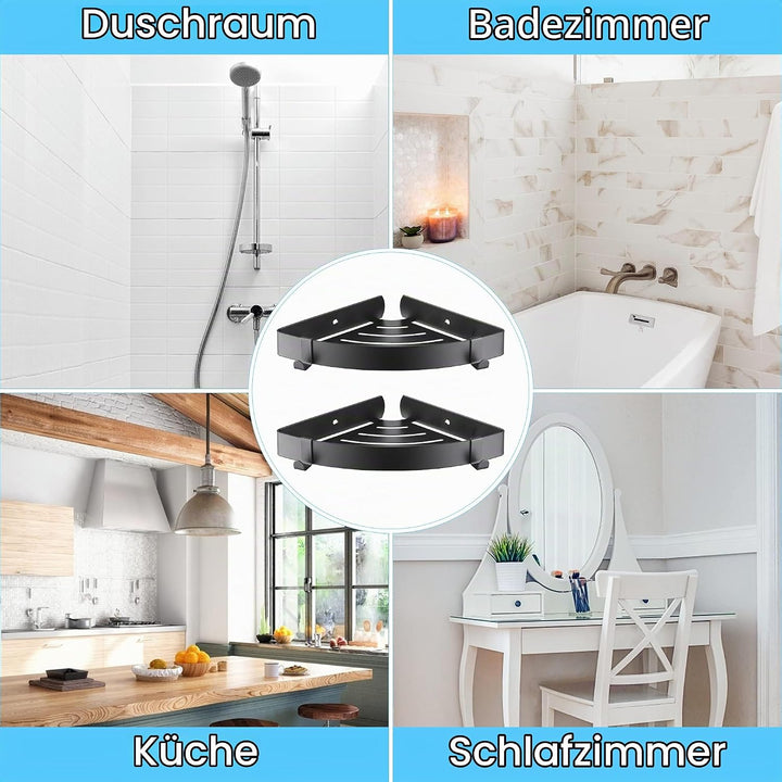 DUFU Duschregal Eckregal, Duschablage Ohne Bohren Badregal Edelstahl Duschkorb Selbstklebend, Ecke B