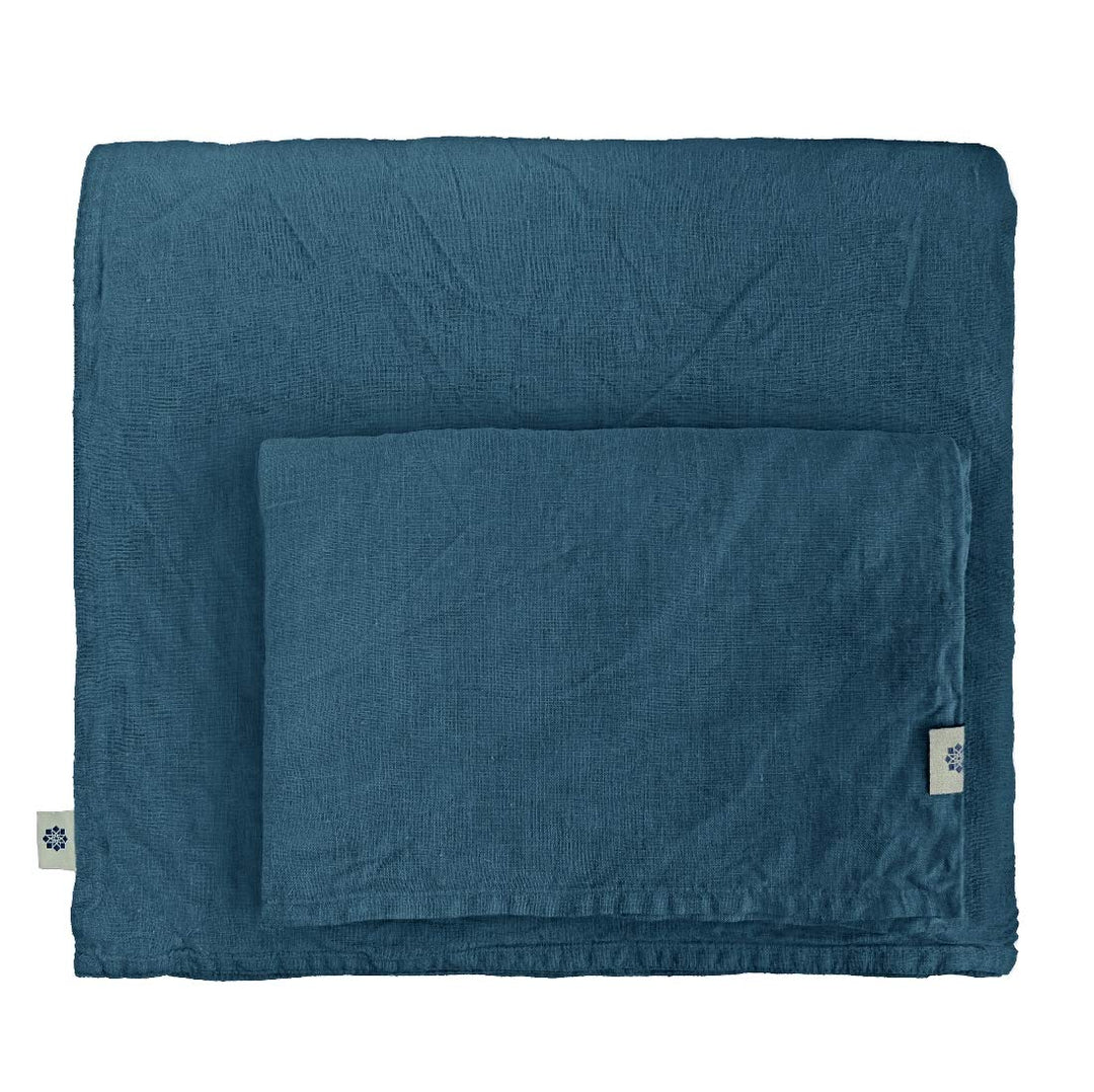 Linen &amp; Cotton Weicher Griff Bettwäsche Set Alicia -100% Leinen Gewaschen, Petrol Blau (140 x 200 cm