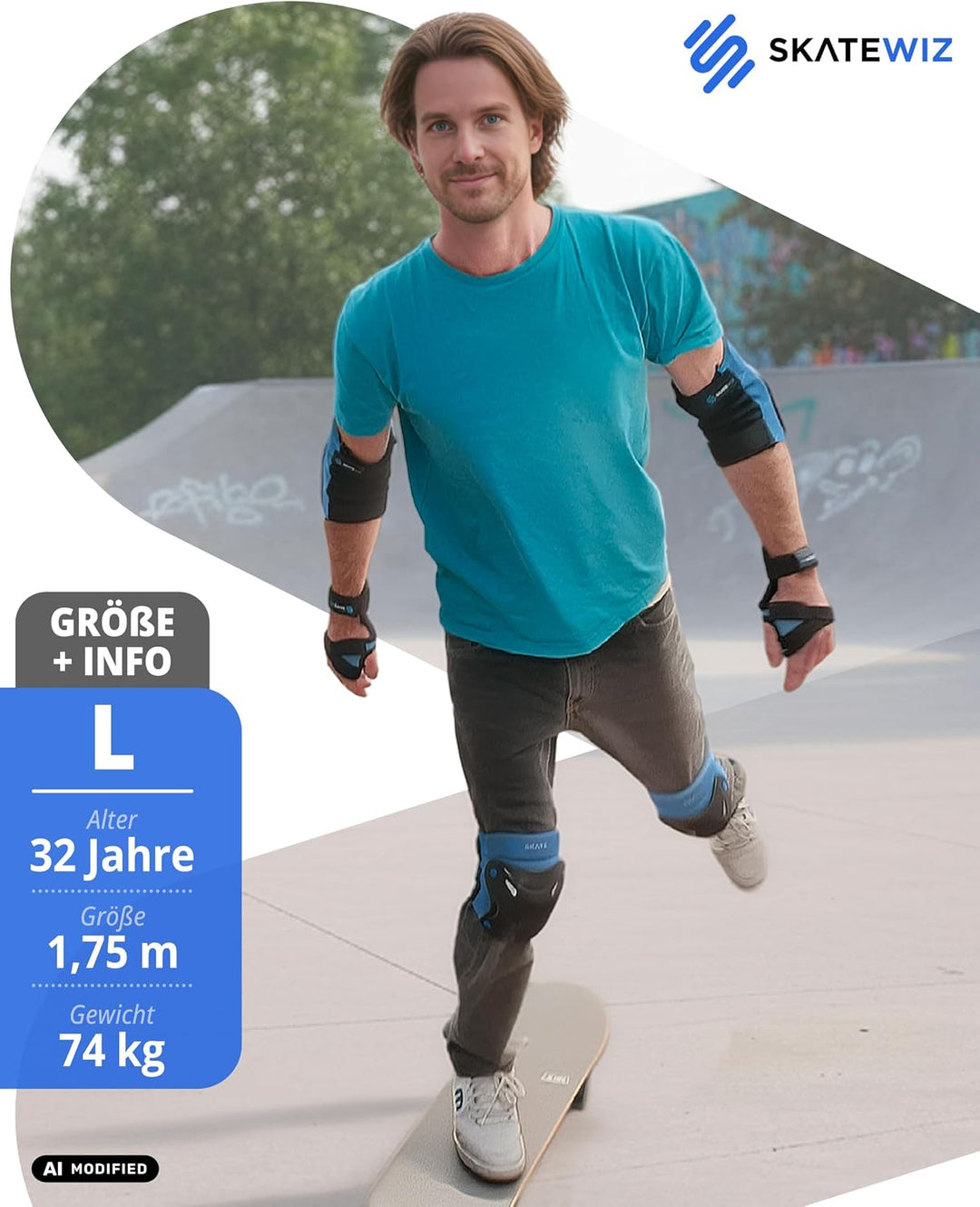 SKATEWIZ Kinder Protektoren Set Schoner - Inliner Knieschoner Kinder – Schützer Set [6er] für Kinder
