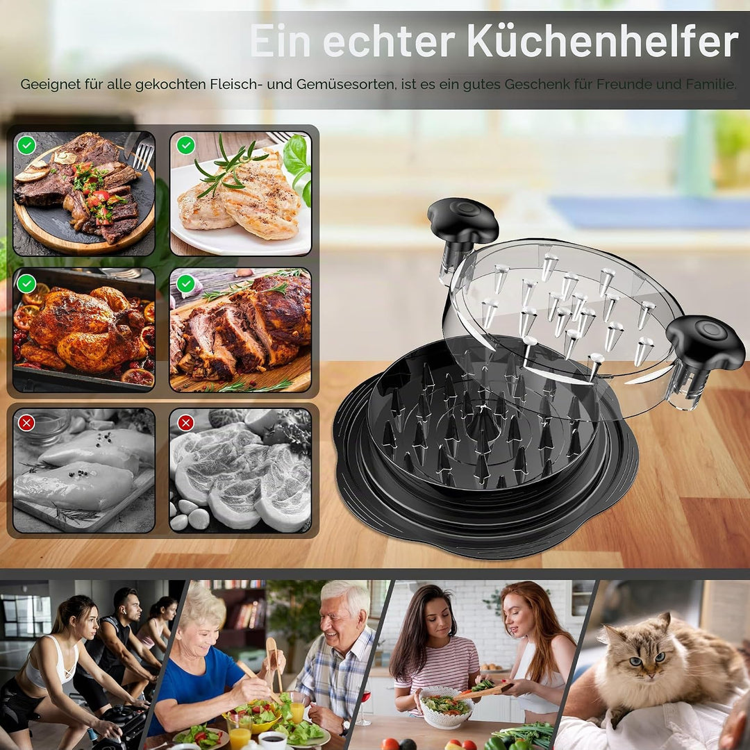 Hähnchen Zerkleinerer 25.5cm Grosser Sichtbar Hühnerbrust Schredder Werkzeug Twist mit Bürste und Ga