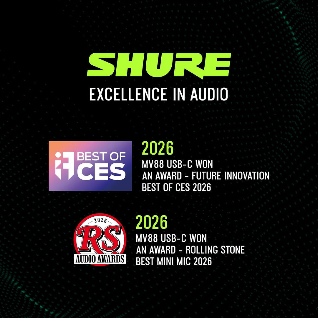 Shure MV88 USB-C Stereo-Mikrofon für Mobile Aufnahmen und Vlogging – mit Auto-Level-Modus, Echtzeit-