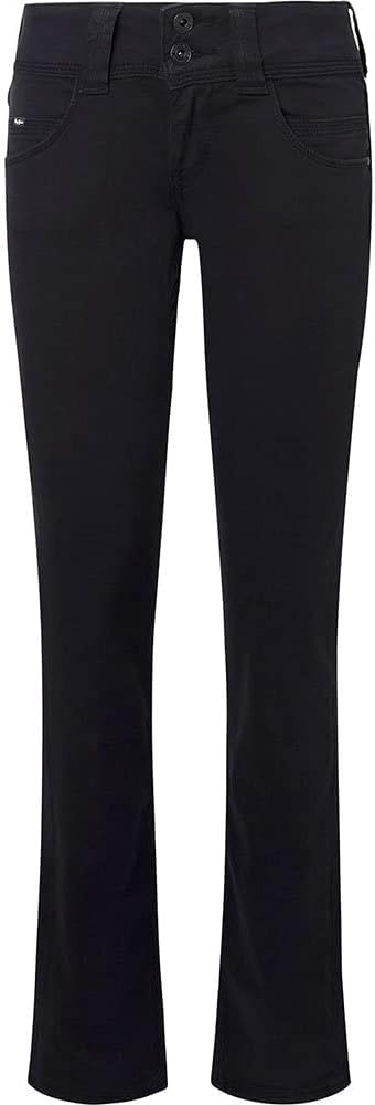 Pepe Jeans Damen Venus Jeans Regular Fit Low Waist Authentic Rope 25W / 30L Black (Black), 25W / 30L