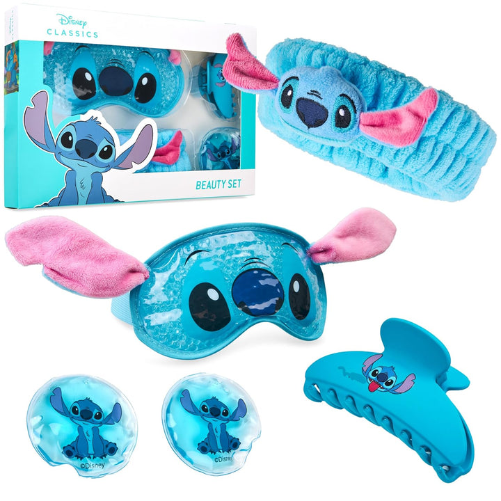 Disney Stitch Beauty Set für Damen mit kühlender Augenmaske & Haar-Accessoires (Blau), Blau