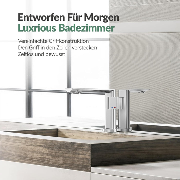 ALPHA HOME Wasserhahn Bad mit Anschlussschlauch, Waschtischarmatur Einhandmischer Armatur Waschbecke
