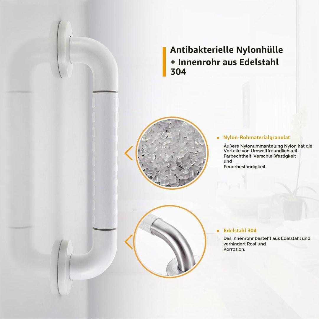 BONADE Haltegriff Rutschfest für Bad &amp; Dusche Wandhaltegriff Weiss aus Edelstahl &amp; Nylon-Sicherheits